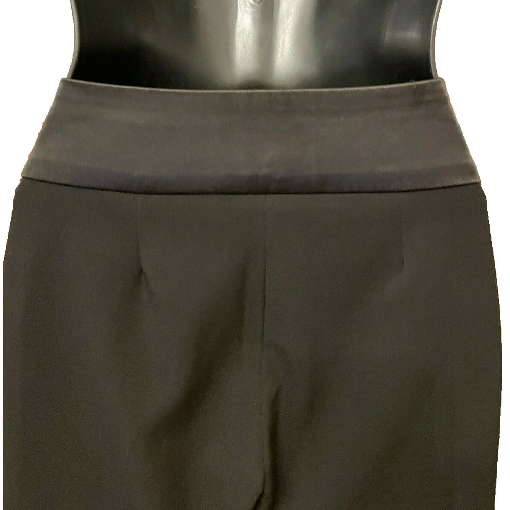 Cache Womens Low Rise Tuxedo Satin Cummberbund Pants Size 2 Black Knit Stretch - Picture 9 of 13